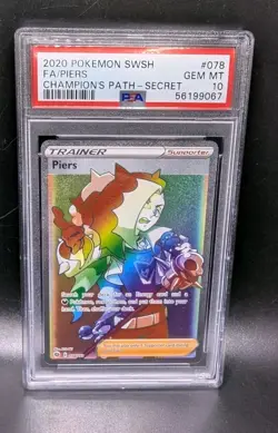 Piers Trainer Full Art SWSH 78/73 Champion's Path Holo Secret GEM MT 10 PSA - Image 3