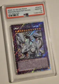 2025 YU-GI-OH! QUARTER CENTURY STAMPEDE Dragon Master Magia RA04-EN055 PSA 10 - Image 5