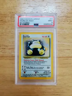 Pokemon PSA 9 MINT 1999 Snorlax No Symbol Error Jungle Holo Card - Image 1
