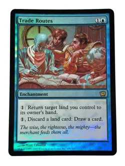 Trade Routes FOIL 9th Edition NM Blue Rare MAGIC MTG CARD Black border - Image 1
