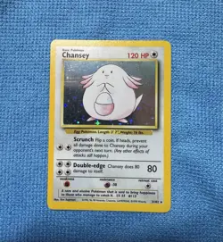 Pokemon TCG Chansey Base Set Holo Unlimited Rare Card 3/102 Vintage MP WOTC - Image 1