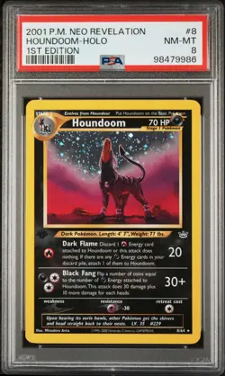 PSA 8 1st Edition Houndoom Neo Revelation 8/64 Pokemon Card - Image 1