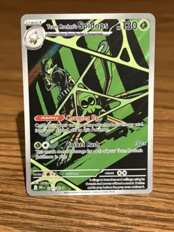 Pokemon TCG Destined Rivals Team Rockets Spidops Illustration Rare Card 187/182 - Image 1