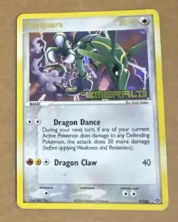2005 Pokemon TCG Rayquaza EX Stamped Emerald Holo Card 9/106 Rare NM - Image 1