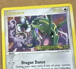 2005 Pokemon TCG Rayquaza EX Stamped Emerald Holo Card 9/106 Rare NM - Image 2