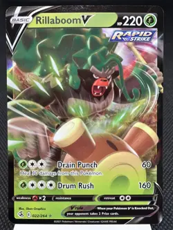 Rillaboom V 022/264 - Ultra Rare Holo - Fusion Strike Pokemon Card NM - Image 1