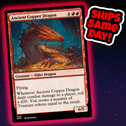Ancient Copper Dragon - Custom Art Magic: The Gathering Playtest Card - Image 1