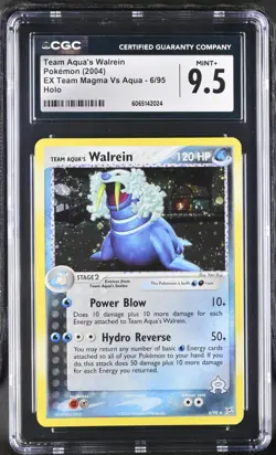 CGC 9.5 MINT+ Team Aqua's Walrein 2004 EX Team Magma Vs Aqua 6/95 Holo Pokemon - Image 1