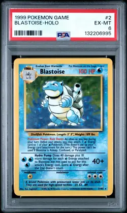 1999 POKEMON GAME #2 BLASTOISE-HOLO PSA 6 - Image 1