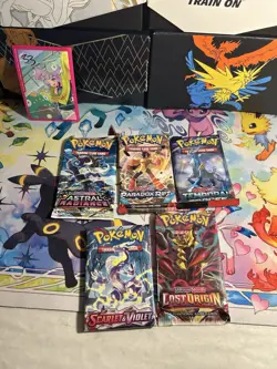 Lot of 5 Pokemon TCG - Scarlet and Violet And Sword & Shield Booster Packs - Image 1