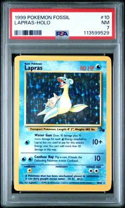 1999 POKEMON FOSSIL #10 LAPRAS-HOLO PSA NM 7 - Image 1