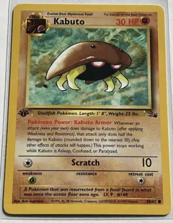 KING! TRY AND CLEAR ME OUT. Kabuto 50/62 Fossil First Edition Pokemon Card - 7 - Image 1