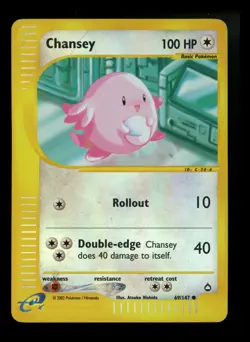 Chansey 69/147 Aquapolis 2002 Reverse Holo E-Series Nintendo Pokemon Card TCG - Image 1