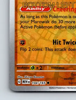 Basic Cubone HP 70 Cheering Bone Hit Twice Rarity Orange Pokemon - Image 5