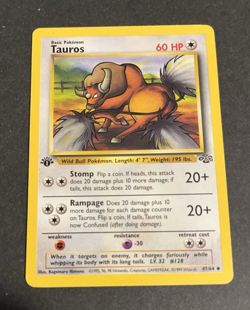 Pokemon Cards: Jungle 1st Edition Uncommon: Tauros 47/64 NM - Image 1