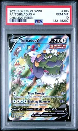 2021 Pokemon SWSH Chilling Reign Tornadus V Alt Alternate Art 185/198 PSA 10 - Image 1