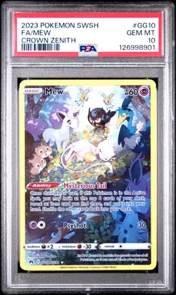 2023 POKEMON SWORD & SHIELD CROWN ZENITH #GG10 FULL ART/MEW PSA 10 - Image 1