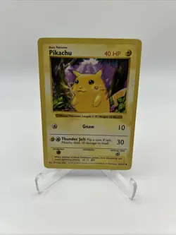 HP/Damaged 58/102 Red Cheecks Pikachu Base Set Shadowless Pokemon TCG 1999 - Image 1