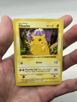 HP/Damaged 58/102 Red Cheecks Pikachu Base Set Shadowless Pokemon TCG 1999 - Image 3