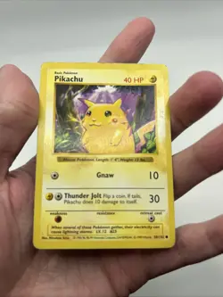HP/Damaged 58/102 Red Cheecks Pikachu Base Set Shadowless Pokemon TCG 1999 - Image 4