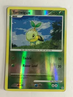 Pokemon TCG Diamond & Pearl Reverse Holographic Turtwig 103/130 Heavy Played - Image 1