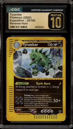 Pokemon Tyranitar Expedition Reverse Holo Rare #29 CGC 10 Pristine - Image 1
