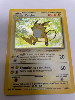 Pokemon TCG Raichu Base Set 14/102 Holo Wizards Base Set. Raw/Ungraded. AS IS. - Image 1