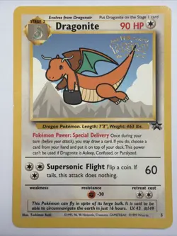 1999 Pokemon Dragonite #5 Black Star Promo Stamped The First Movie MP (A1) - Image 1
