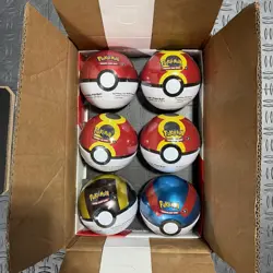 Pokemon TCG: Pokeball Tin with Booster Packs SEALED CASE With 6 Pokeball Tins - Image 1
