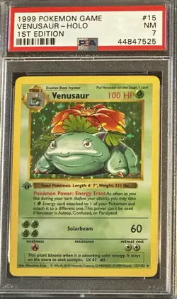 1999 POKEMON BASE SET 1ST EDITION #15 VENUSAUR HOLO PSA 7 - Image 1
