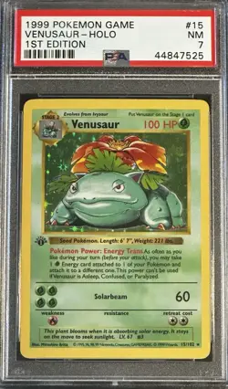 1999 POKEMON BASE SET 1ST EDITION #15 VENUSAUR HOLO PSA 7 - Image 2
