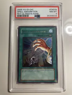 YUGIOH PSA 8 2005 Spell Absorption FET-EN039 Ultimate Rare Unlimited - Image 1