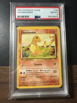 1999 Pokemon Game #46 Charmander PSA 8 Base Set Unlimited Card - Image 1