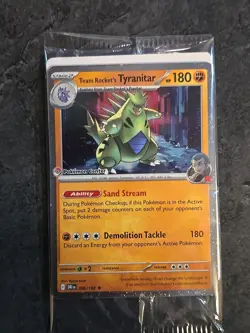 Pokemon TCG Team Rockets Tyranitar Card 096/182 Pokemon Center Stamped Promo - Image 1