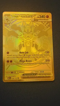 Mega Lucario EX 188/132 Hyper Rare Gold Mega Evolutions Pokemon Card NEAR MINT - Image 2