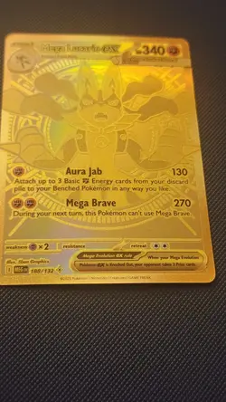 Mega Lucario EX 188/132 Hyper Rare Gold Mega Evolutions Pokemon Card NEAR MINT - Image 3
