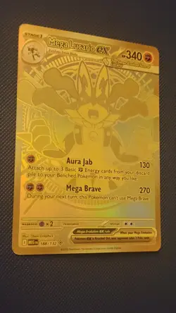 Mega Lucario EX 188/132 Hyper Rare Gold Mega Evolutions Pokemon Card NEAR MINT - Image 4