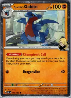 Cynthia's Gabite (Cosmos Holo) 103/182 Holo - Pokemon Card - NM - Image 1
