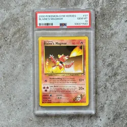 PSA 10 BLAINE'S MAGMAR #37 - Gym Heroes 2000 WOTC Pokemon Card LOW POP - Image 1