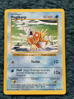 Shadowless MAGIKARP 35/102 Base Set - WOTC Vintage Pokemon 1999 - LP - Image 1