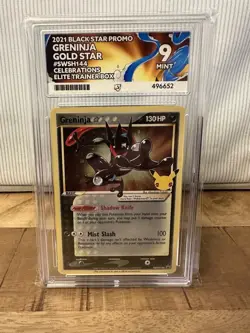 Pokemon TCG Greninja Gold Star SWSH144 Celebrations Ace 9 Graded - Image 1