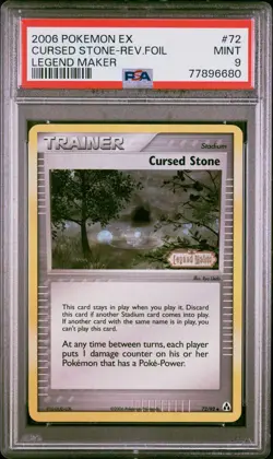 Cursed Stone Trainer EX Legend Maker Stamped Reverse Foil Pokemon PSA 9 Mint - Image 1