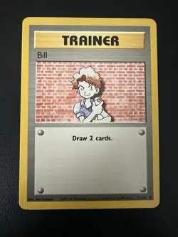 Pokemon Base Set Pack Fresh Trainer Bill 91/102 NM - Image 1