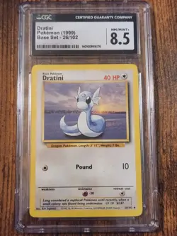 CGC Graded NM/Mint+ 8.5 Dratini Pokemon 1999 Base Set 26/102 - Image 1
