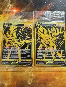 Pokemon Cards Zacian V SWSH076 and Zamazenta V SWSH077 Gold Sealed Promos SEALED - Image 2