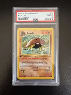 1999 Pokemon Card 1st Edition Kabuto PSA 10 GEM MINT 50/62 English - Image 1