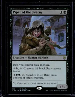 2019 Throne of Eldraine Piper of the Swarm #392 NM FOIL - Image 1