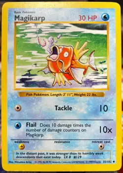 VLP 🔥 Magikarp 035/102 Base Set (Shadowless) Regular Pokemon TCG Wizards - Image 1