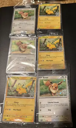SEALED Pikachu & Eevee Stamped Promo - Cosmo Foil Pokemon TCG Holiday Calendar - Image 1