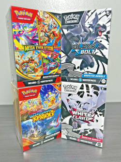 Pokemon Black Bolt White Flare Surging Sparks Mega Evo Booster Bundle x4 ⚡💎 - Image 2